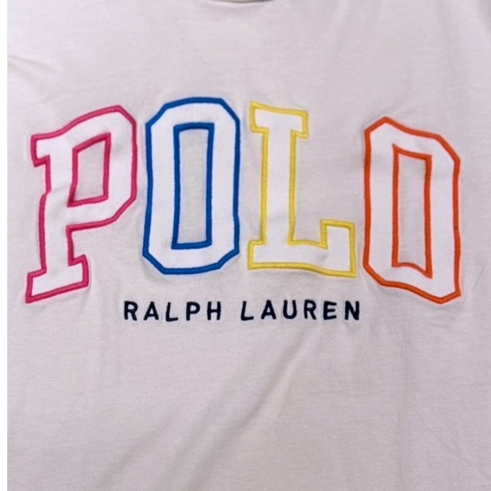 Polo Ralph Lauren Kids Large White Tee Colorful Spell Out Logo Classic Style - Picture 4 of 7